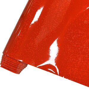 Holographic Laser Flash Crystal Red PU Faux Leather Fabric Roll, 12''X53'', NIB